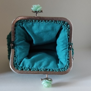 Πορτοφόλι με κούμπωμα, crochet βελονάκι, χειροποίητο κλειδαριά φιλί - πορτοφόλια κερμάτων - 4