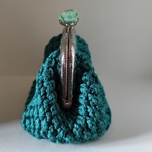 Πορτοφόλι με κούμπωμα, crochet βελονάκι, χειροποίητο κλειδαριά φιλί - πορτοφόλια κερμάτων - 5
