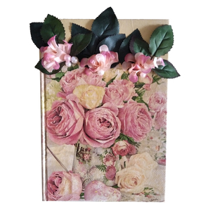 Χειροποίητο τετράδιο 'Τριαντάφυλλα ''vintage''(21*15cm) - τετράδια συνταγών, τριαντάφυλλο, τετράδια & σημειωματάρια