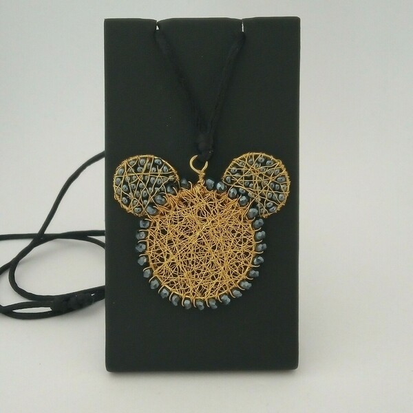 Κρεμαστό μοτίφ Minnie Mouse από σύρμα και κρυσταλλάκια - ημιπολύτιμες πέτρες, ορείχαλκος, σύρμα, μακριά, μενταγιόν - 4
