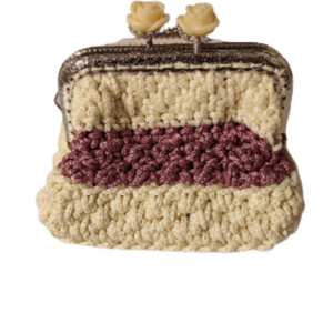 Πορτοφόλι crochet με κούμπωμα, βελονάκι, χειροποίητο κλειδαριά φιλί, - πορτοφόλια κερμάτων