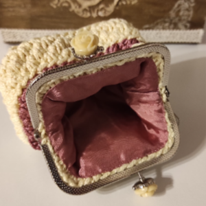 Πορτοφόλι crochet με κούμπωμα, βελονάκι, χειροποίητο κλειδαριά φιλί, - πορτοφόλια κερμάτων - 2