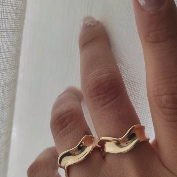 Goldie χρυσό ορειχάλκινο δαχτυλίδι - επιχρυσωμένα, ορείχαλκος, μεγάλα, αυξομειούμενα - 3