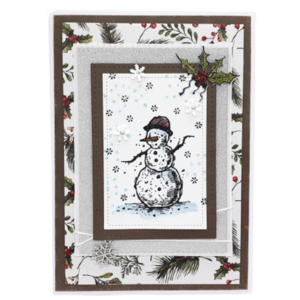 Χριστουγεννιάτικη κάρτα με χιονάνθρωπο - χιονονιφάδα, χειμώνας, χιονάνθρωπος, ευχετήριες κάρτες