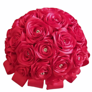 Νυφική ανθοδέσμη με χειροποίητα τριαντάφυλλα σε δύο χρώματα - 4