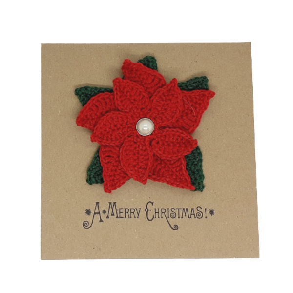 Χριστουγεννιάτικη κάρτα με πλεκτό αλεξανδρινό - νήμα, βελονάκι, ευχετήριες κάρτες