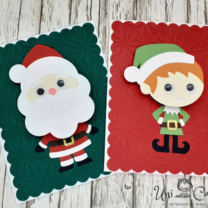 Σετ 2 χριστουγεννιάτικων καρτών - Ξωτικό και Άγιος Βασίλης - χριστουγεννιάτικο, άγιος βασίλης, για παιδιά, ευχετήριες κάρτες - 4