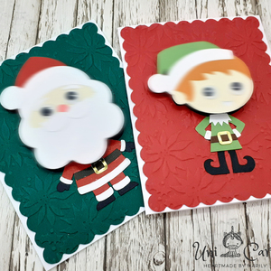 Σετ 2 χριστουγεννιάτικων καρτών - Ξωτικό και Άγιος Βασίλης - χριστουγεννιάτικο, άγιος βασίλης, για παιδιά, ευχετήριες κάρτες - 5