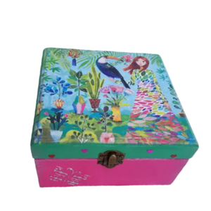 Ξύλινο Κουτί Κοσμημάτων για Κορίτσια 16cmx16cmx8cm - οργάνωση & αποθήκευση, κορίτσι, πριγκίπισσα, νεράιδα, δώρα για παιδιά