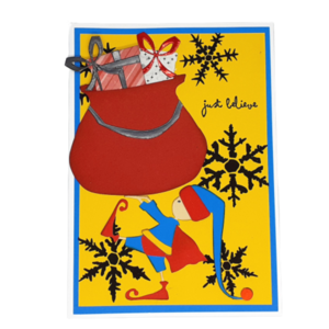 Χριστουγεννιάτικη κάρτα με ξωτικό σούπερ ήρωα - χριστουγεννιάτικα δώρα, άγιος βασίλης, σούπερ ήρωες, ευχετήριες κάρτες