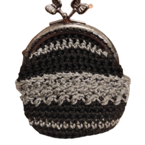 Πορτοφόλι χειροποίητο με κούμπωμα, βελονάκι, κλειδαριά φιλί - crochet, πορτοφόλια κερμάτων