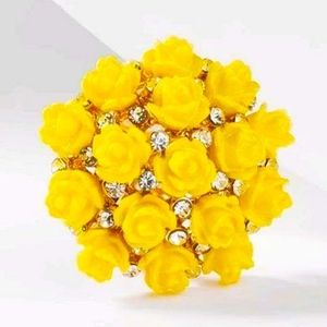 Δαχτυλίδι με κίτρινα τριαντάφυλλα - τριαντάφυλλο, ζιργκόν, boho, μεγάλα, αυξομειούμενα, φθηνά - 2