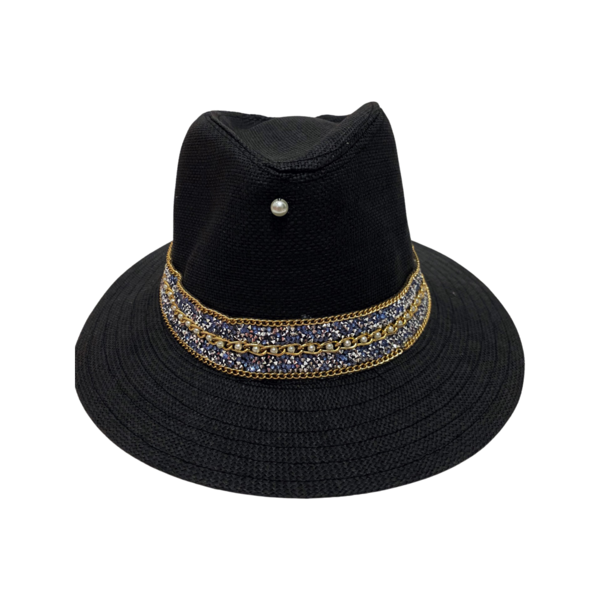Ψάθινο καπέλο - black sparkle - ψάθινα