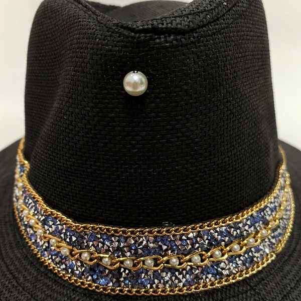 Ψάθινο καπέλο - black sparkle - ψάθινα - 2