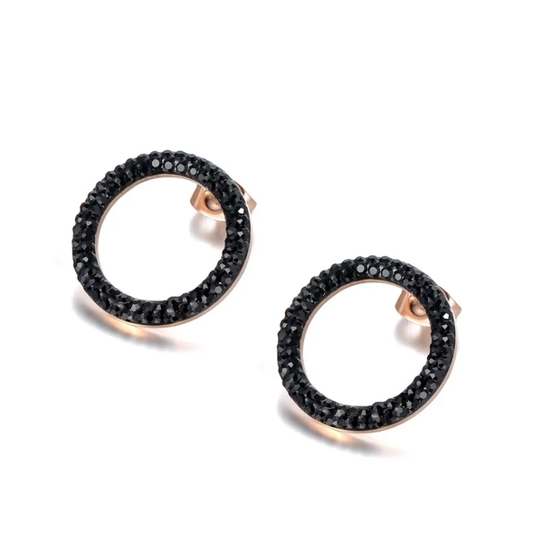 Locker Trendy Black Earrings - καρφωτά, μικρά, ατσάλι, φθηνά