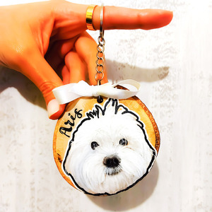 Handmade & Handpainted Keychain / Πορτραίτο κατοικίδιου 2 (δύο πορτραίτα, μπρος-πίσω) - ζωγραφισμένα στο χέρι, γάτα, ξύλινα, αξεσουάρ κατοικίδιων - 2
