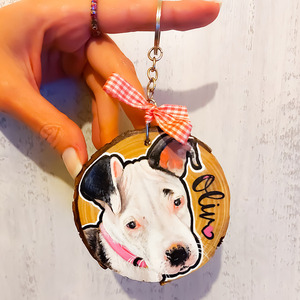 Handmade & Handpainted Keychain / Πορτραίτο κατοικίδιου 2 (δύο πορτραίτα, μπρος-πίσω) - ζωγραφισμένα στο χέρι, γάτα, ξύλινα, αξεσουάρ κατοικίδιων - 3