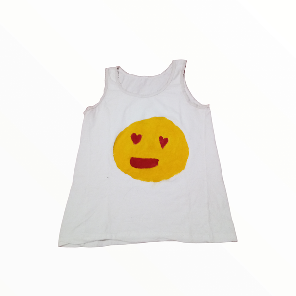 Χειροποίητη μπλούζα emoji με καρδούλες ζωγραφισμένη στο χέρι - παιδικά ρούχα