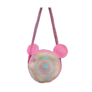 πλεκτή παιδική τσάντα "rainbow mouse", Φ περίπου 14εκ - πλεκτό, κορίτσι, τσαντάκια