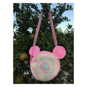 πλεκτή παιδική τσάντα "rainbow mouse", Φ περίπου 14εκ - πλεκτό, κορίτσι, τσαντάκια - 2