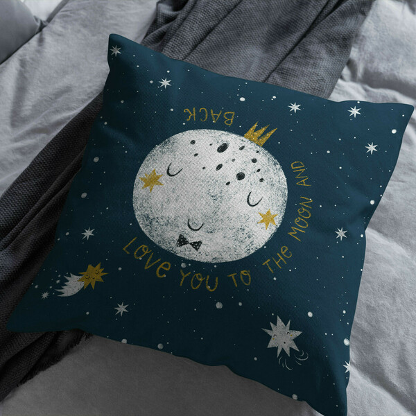 Μαξιλάρι διακοσμητικό παιδικό Love You to the Moon and back 45x45 εκ. 100% Polyester - Looloo & Co - διάστημα, μαξιλάρια, δωμάτιο παιδιών - 3