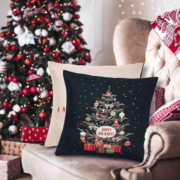 Μαξιλάρι διακοσμητικό Farmhouse Christmas Tree - χωρίς γέμισμα - 45 x 45 εκ. - 100% Polyester - Looloo & co - ύφασμα, διακοσμητικά, μαξιλάρια, δέντρο - 4