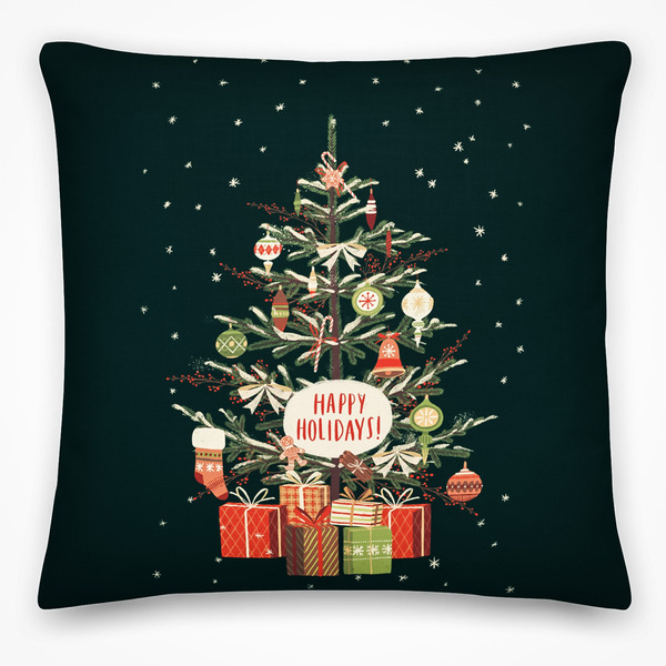 Μαξιλάρι διακοσμητικό Farmhouse Christmas Tree - χωρίς γέμισμα - 45 x 45 εκ. - 100% Polyester - Looloo & co - ύφασμα, διακοσμητικά, μαξιλάρια, δέντρο
