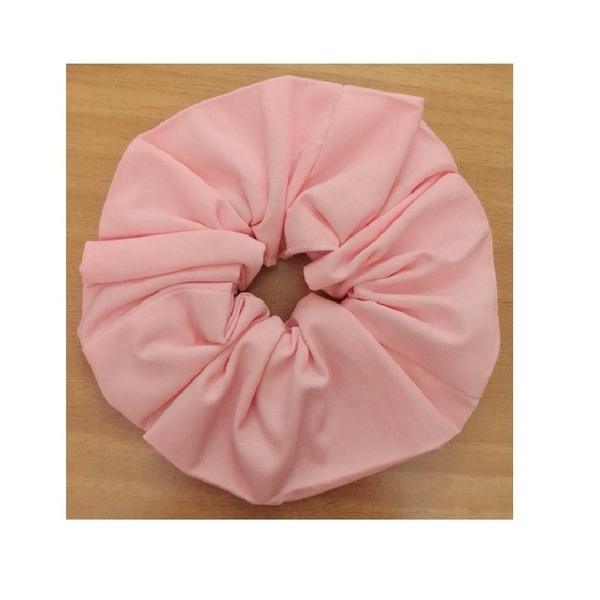 Χειροποίητο scrunchie ροζ βαμβακερό. - κοκκαλάκι, statement, ύφασμα, δώρα για γυναίκες, λαστιχάκια μαλλιών - 3