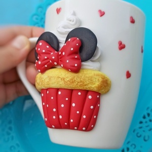 3D Κούπα "Minnie mouse" Cupcake / πολυμερικός πηλός - πηλός, κούπες & φλυτζάνια - 2