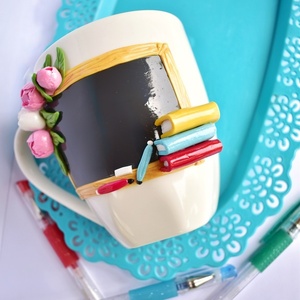 3D Κούπα "Στην Καλύτερη Δασκάλα" πολυμερικός πηλός - πηλός, κούπες & φλυτζάνια, δώρα για δασκάλες - 2