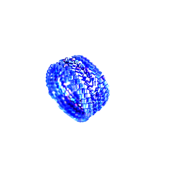 Μπλε ελεκτρίκ δαχτυλίδι με χάντρες miyuki - χάντρες, miyuki delica, boho, σταθερά, μεγάλα