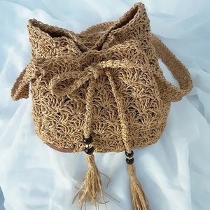 Boho all day πλεκτή τσάντα ώμου πουγκί ψάθα 25cm-30 cm - ώμου, πουγκί, ψάθα, all day, πλεκτές τσάντες - 4