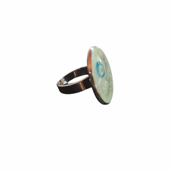Δαχτυλίδι με ματάκι και flakes από ασήμι - γυαλί, επάργυρα, ατσάλι, μεγάλα, αυξομειούμενα - 2
