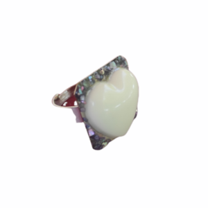 Δαχτυλίδι από υγρό γυαλί με μωβ κοράλλια - γυαλί, καρδιά, μεγάλα, αυξομειούμενα - 2