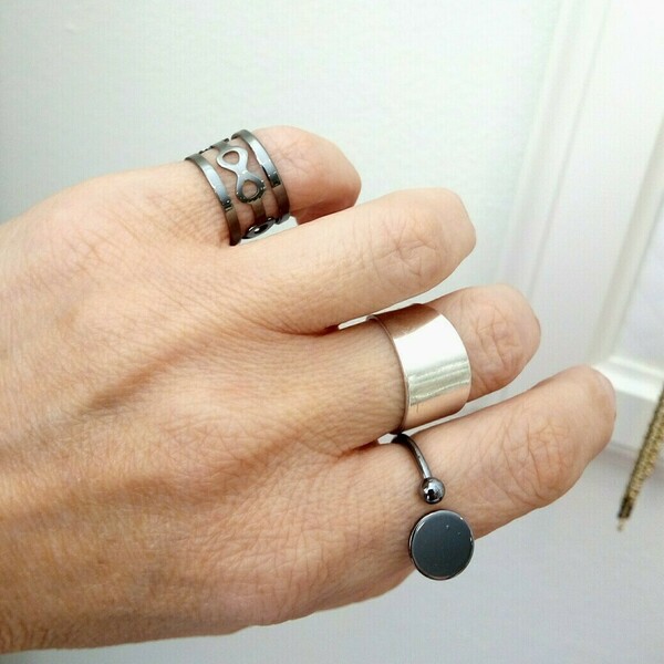 Δαχτυλίδι μαύρο chevalier με το άπειρο - chevalier, άπειρο, γεωμετρικά σχέδια, minimal, rock, μπρούντζος - 4