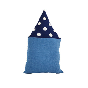 Μαξιλαράκι διακοσμητικό σπιτάκι πουά μπλε με καρδούλες - μαξιλάρια - 2