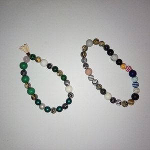 Βραχιόλια με χάντρες σε σετ των 2 χρωματιστά - ημιπολύτιμες πέτρες, χάντρες, σταθερά, χεριού - 2