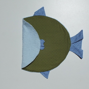 Παιδικό σουπλά (35x30 εκ.) 1 τεμάχιο - ψαράκι πράσινο πουά - ύφασμα, χειροποίητα, unisex, σουπλά, για παιδιά - 3