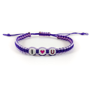 Βραχιόλι μακραμε με καρδιά/ I love you / Bracelet macrame with a heart - καρδιά, μακραμέ, κορδόνια, χεριού, αυξομειούμενα - 3