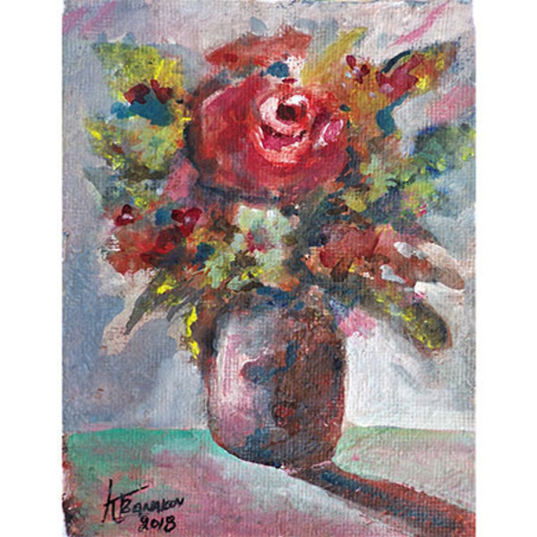 Βάζο με λουλούδια (Ακουαρέλα )4 - πίνακες & κάδρα, πίνακες ζωγραφικής