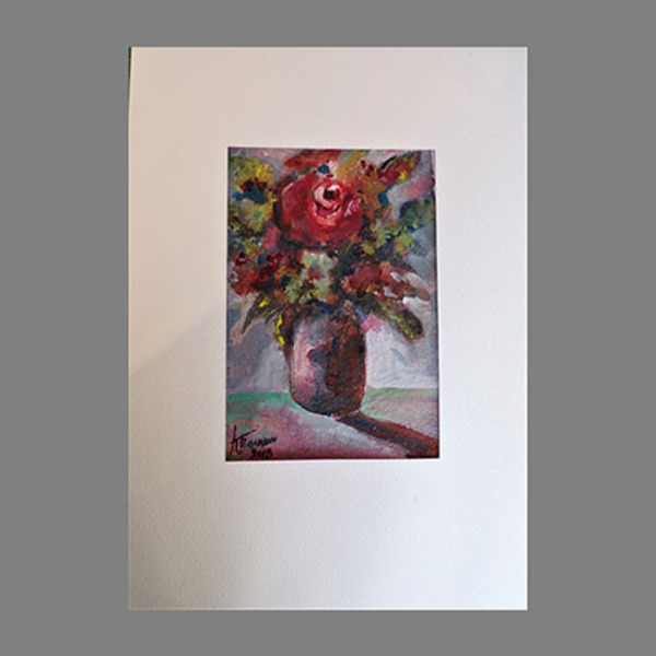Βάζο με λουλούδια (Ακουαρέλα )4 - πίνακες & κάδρα, πίνακες ζωγραφικής - 2