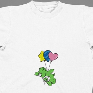 Παιδικό βαμβακερό μπλουζάκι με κεντητό σχέδιο αρκουδάκι της αγάπης μπαλόνια - βαμβάκι, κεντητά, παιδικά ρούχα