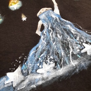 Αστέρια-Γυναικειο Tshirt ζωγραφισμένο στο χέρι - ζωγραφισμένα στο χέρι, αστέρι - 2