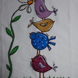 Birds-Γυναικειο tshirt ζωγραφισμένο με το χέρι - ζωγραφισμένα στο χέρι - 2