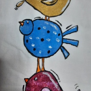 Birds-Γυναικειο tshirt ζωγραφισμένο με το χέρι - ζωγραφισμένα στο χέρι - 4