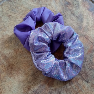 Κοκκαλάκι μαλλιών scrunchie μωβ glitter effect - λαστιχάκια μαλλιών - 3