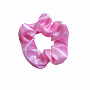 Κοκκαλάκι μαλλιών scrunchie ροζ σατέν - λαστιχάκια μαλλιών