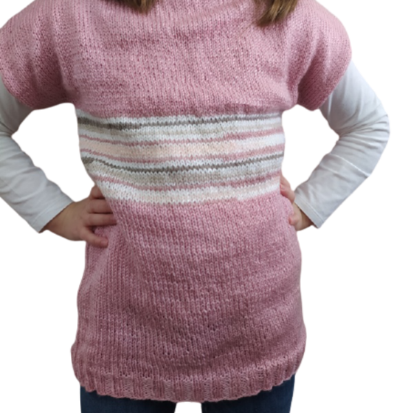 Χειροποίητη πλεκτή παιδική μπλούζα ροζ - κορίτσι, παιδικά ρούχα - 3