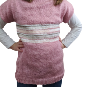 Χειροποίητη πλεκτή παιδική μπλούζα ροζ - κορίτσι, παιδικά ρούχα - 3