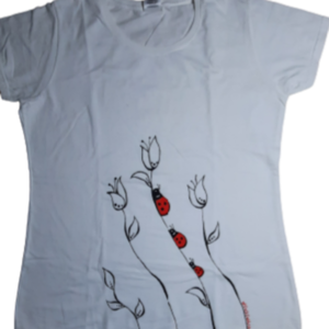 Ladybugs-γυναικεια κοντομάνικη μπλούζα ζωγραφισμένη με το χέρι t-shirt - ζωγραφισμένα στο χέρι, πασχαλίτσα